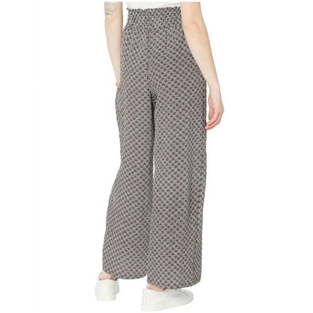 Bishop + Young Super Chill Wide Leg Pant Tile Print Brown Cream Size M - Picture 2 of 11
